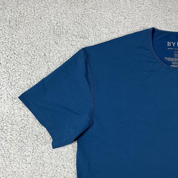 Bylt Shirt Mens XL Blue Drop Cut Lux Short Sleeve Performance Stretch Gym Crew - Picture 8 of 13
